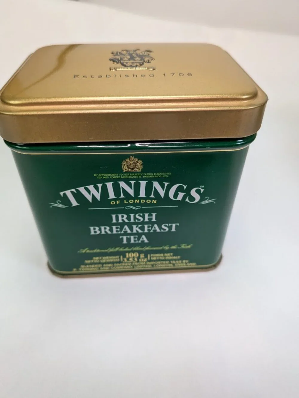 Vintage British Tea Metal Tins Collection 2pc Green & Gold Farmhouse Kitchen